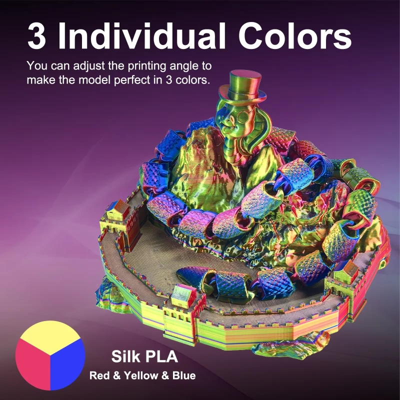 PLA Silk трехцветный Gold Blue Purple 1.75 мм ERYONE 1 кг