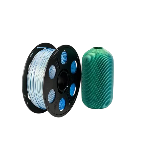 Пластик PLA Silk 1.75 Bestfilament трехцветный (синий, зеленый, серебро) 1 кг