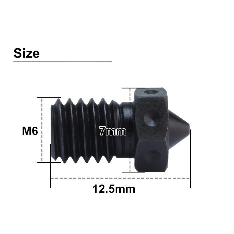 Высокотемпературное сопло E3D V6 закаленное стальное Trianglelab (0.25 мм)